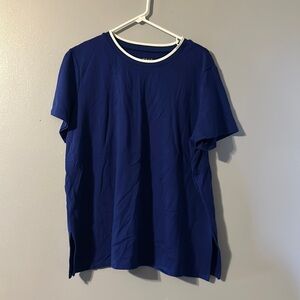 Jones New York 2X Blue Short Sleeve Pullover Top